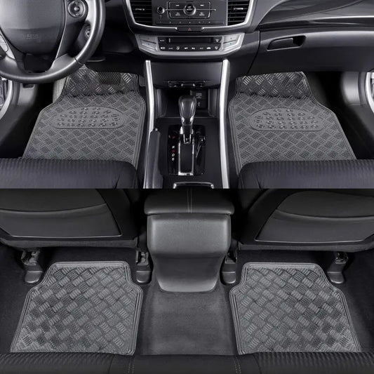 4pcs Universal Car Floor Mat | SUV/Truck, Easy to Clean - Silver