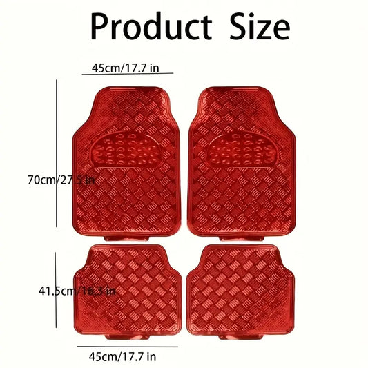 4pcs Universal Car Floor Mat | SUV/Truck, Easy to Clean - Red
