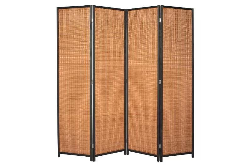 Room Divider Hand Crafted With Wooden Frame - Brown