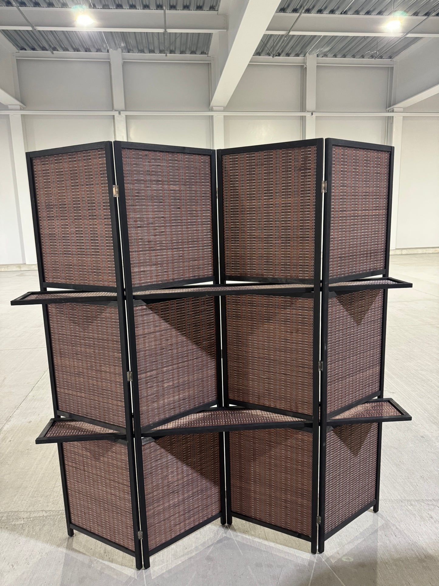 Room Divider Handcraft With Wooden Frame With Shelves - 180cm x 180cm