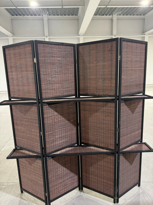 Room Divider Handcraft With Wooden Frame With Shelves - 180cm x 180cm