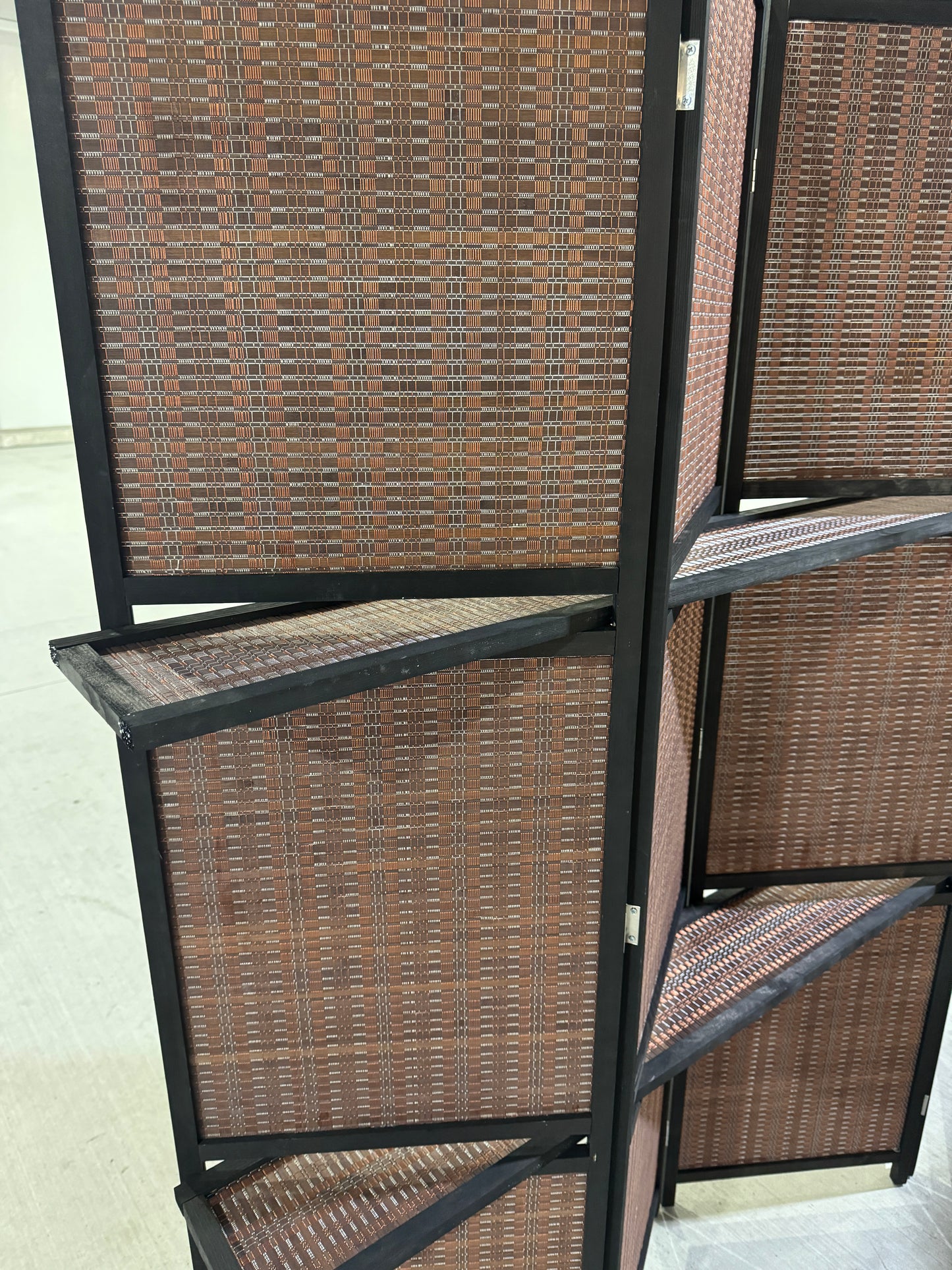 Room Divider Handcraft With Wooden Frame With Shelves - 180cm x 180cm