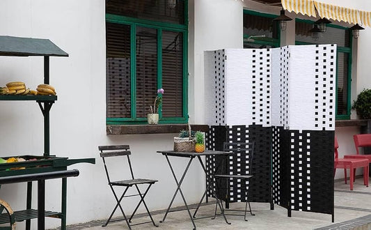 Room Divider Woven Black & White