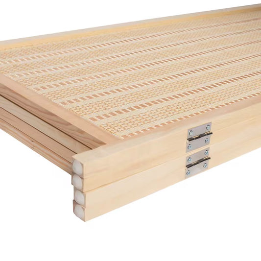 Room Divider Hand Crafted With Wooden Frame - Beige