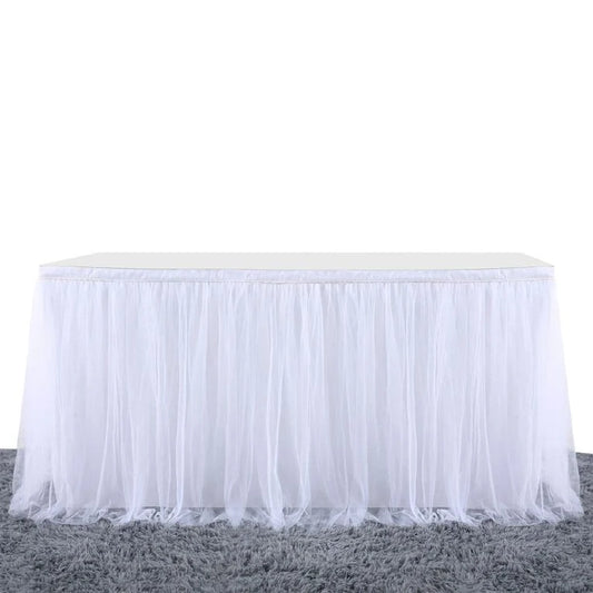 Table Skirt White With Net - 77cm x 330cm