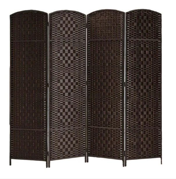 Room Divider Woven 4 Panel - 180cm x 180cm -(SPY-025) Black