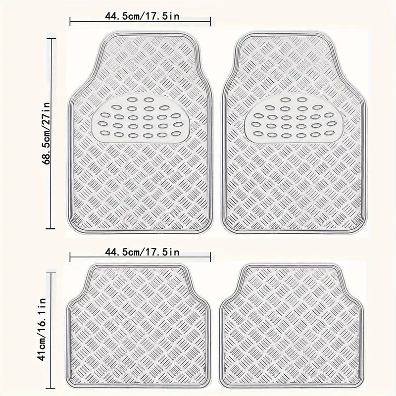 4pcs Universal Car Floor Mat | SUV/Truck, Easy to Clean - Silver