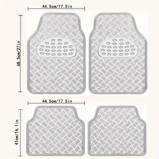 4pcs Universal Car Floor Mat | SUV/Truck, Easy to Clean - Silver