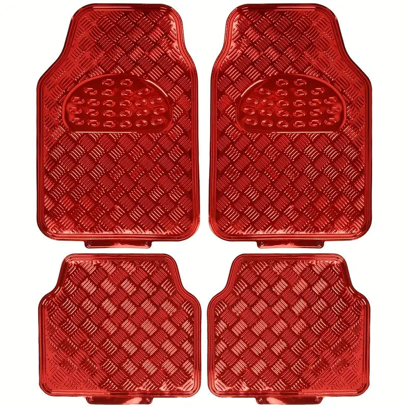 4pcs Universal Car Floor Mat | SUV/Truck, Easy to Clean - Red