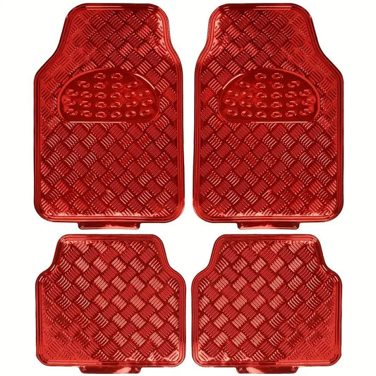 4pcs Universal Car Floor Mat | SUV/Truck, Easy to Clean - Red