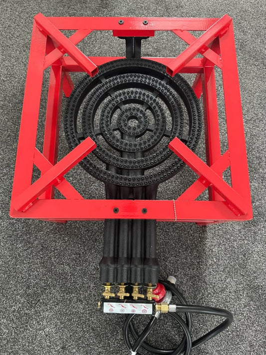 4 Ring High Pressure Burner With Heavy Duty Red Frame