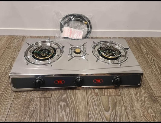 3 Wok Stainless Steel Auto Ignition Gas Burner