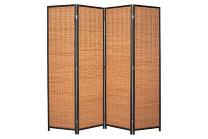 Room Divider Hand Crafted With Wooden Frame - Brown