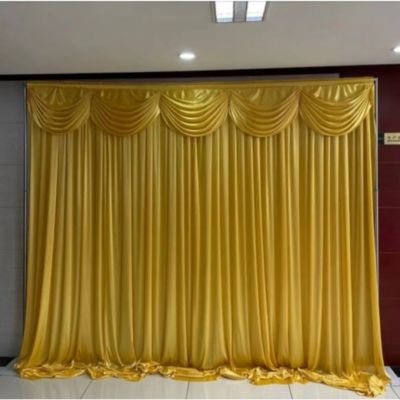 Backdrop With Stitched Swag (Gold 3mX 3m)