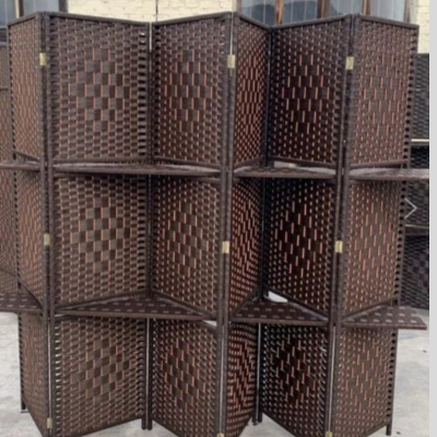 Room Divider With Shelf 6 Panel 240cm X180cm (SPY-013-6) Brown