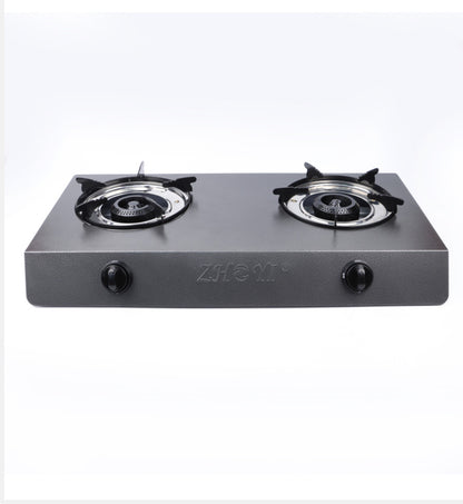 Stainless Steel Double Burner Table Top Gas Stove - Grey