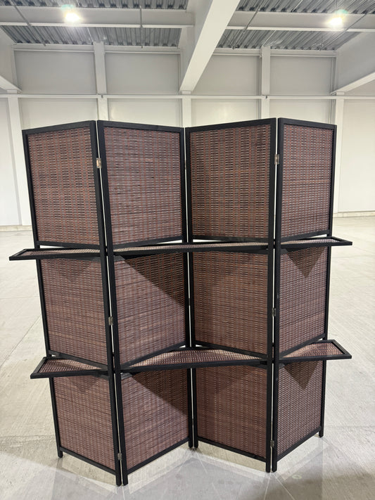 Room Divider Handcraft With Wooden Frame With Shelves - 180cm x 180cm