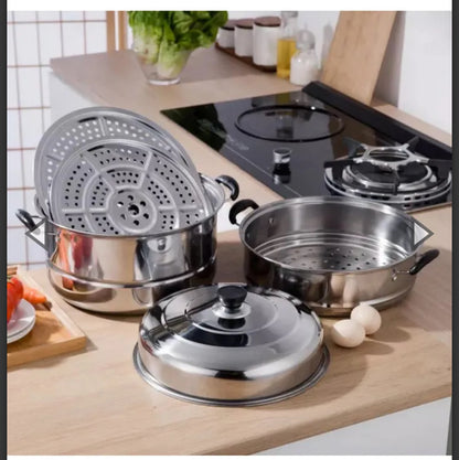 3 layer Stainless Steel Steamer - 30cm ( Thickened Steel)