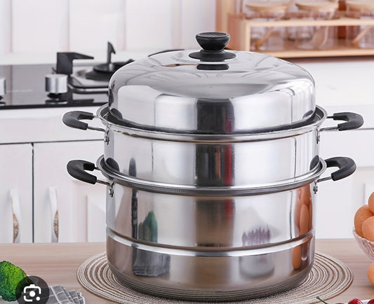 THREE-LAYER 28CM LARGE STEAMER, THICKENED STAINLESS STEEL
