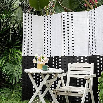 Room Divider Woven Black & White