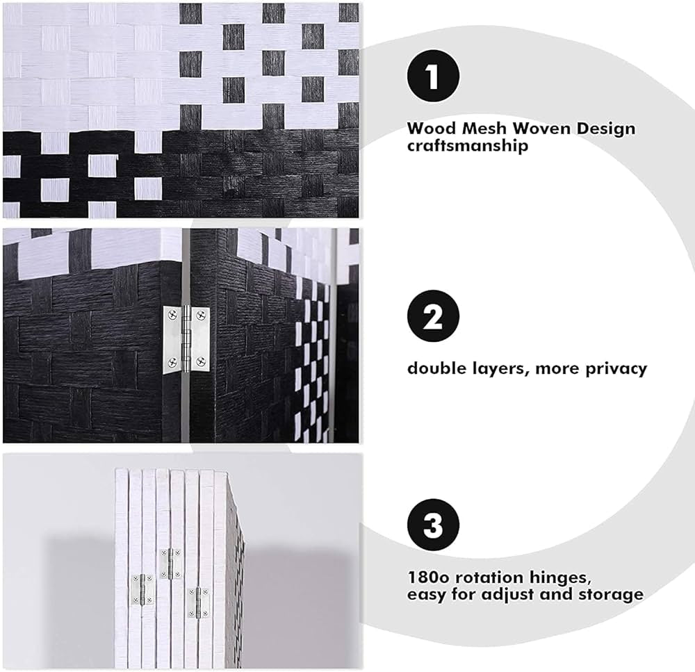 Room Divider Woven Black & White