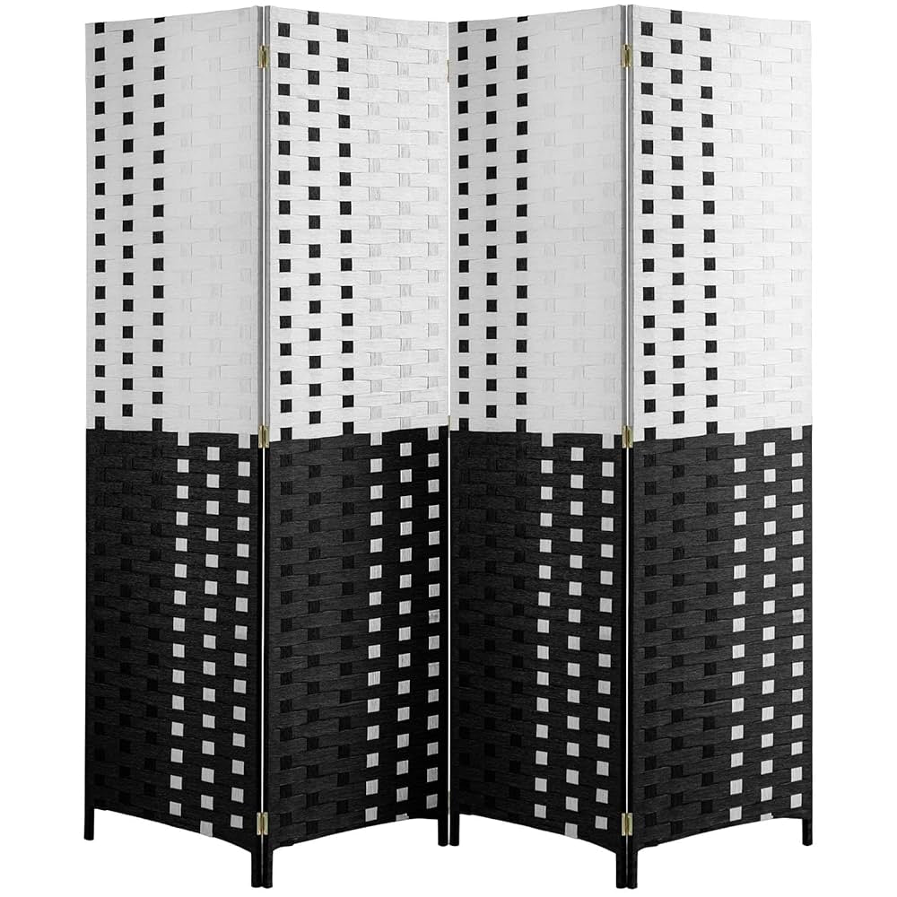 Room Divider Woven Black & White