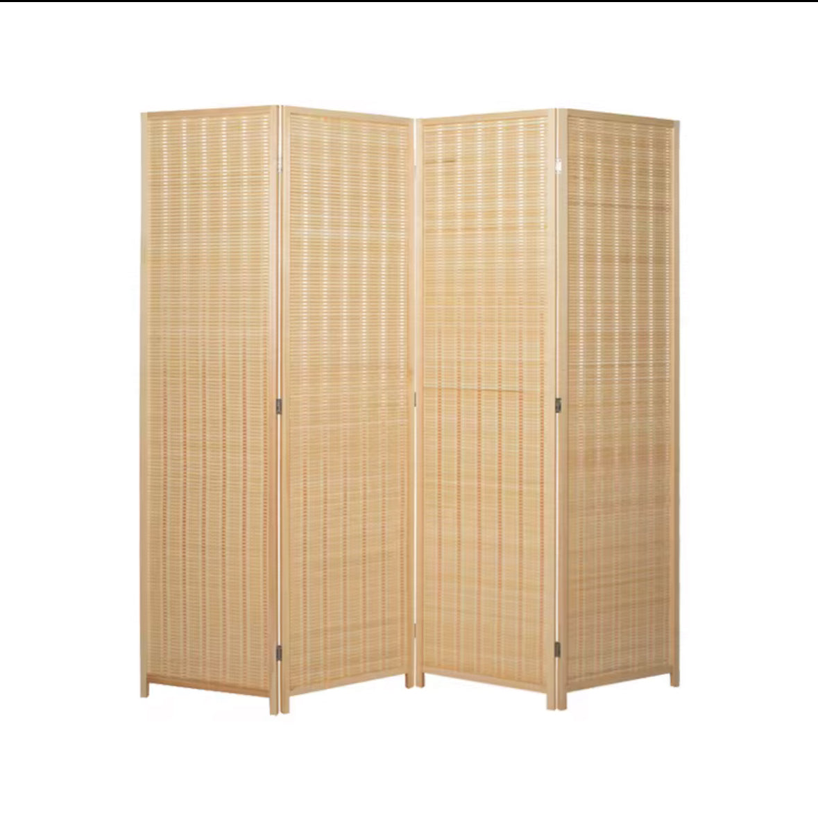Room Divider Hand Crafted With Wooden Frame - Beige