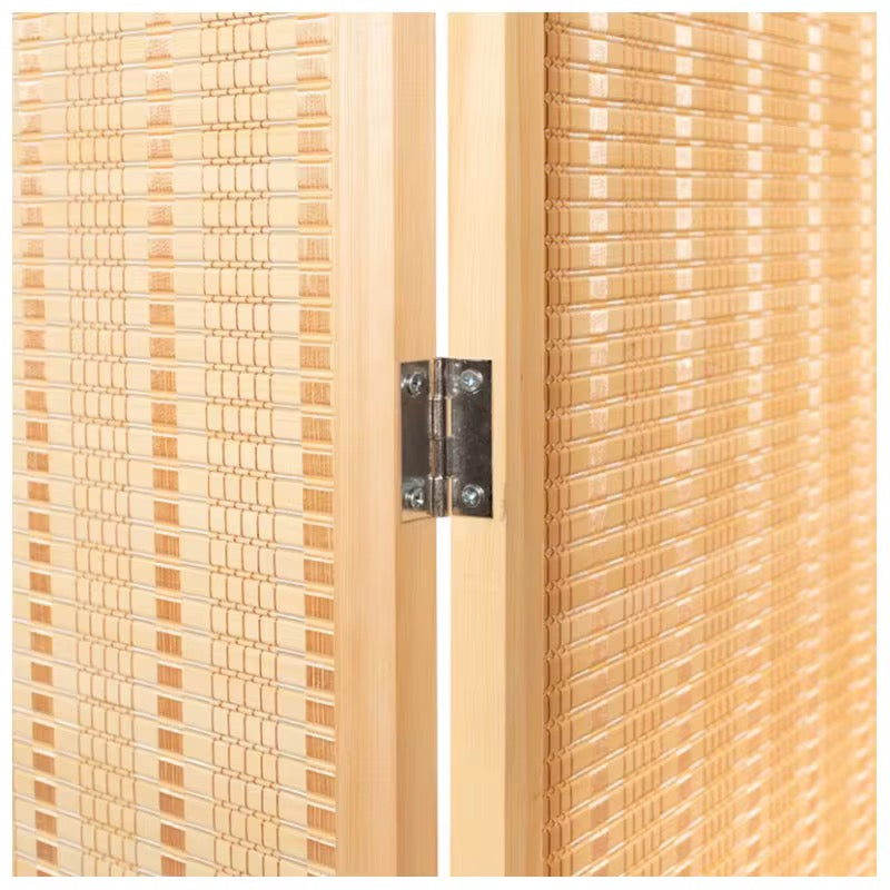 Room Divider Hand Crafted With Wooden Frame - Beige