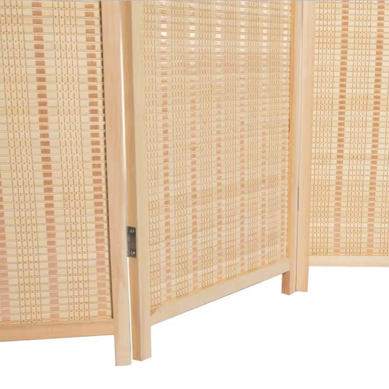 Room Divider Hand Crafted With Wooden Frame - Beige