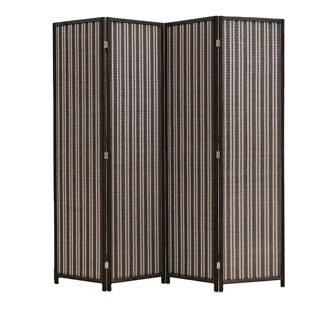 Room Divider Handcrafted With Wooden Frame - Black
