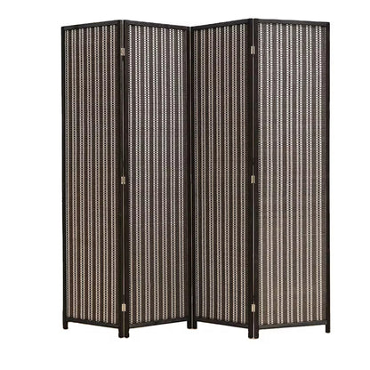 Room Divider Handcrafted With Wooden Frame - Black