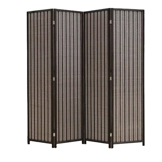 Room Divider Handcrafted With Wooden Frame - Black