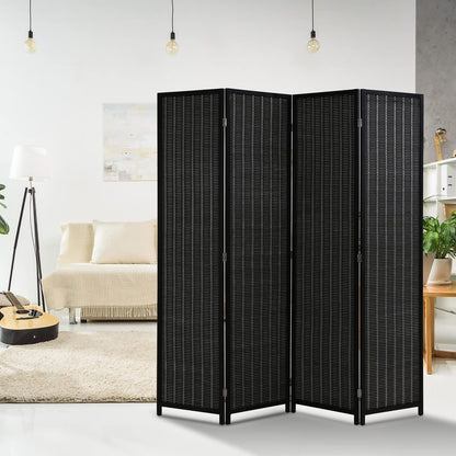 Room Divider Handcrafted With Wooden Frame - Black