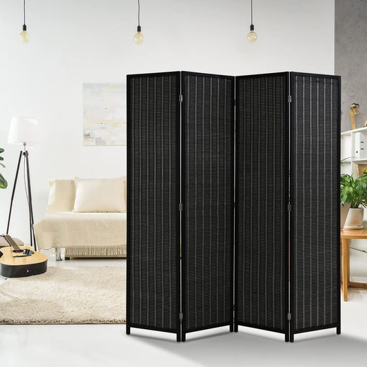 Room Divider Handcrafted With Wooden Frame - Black