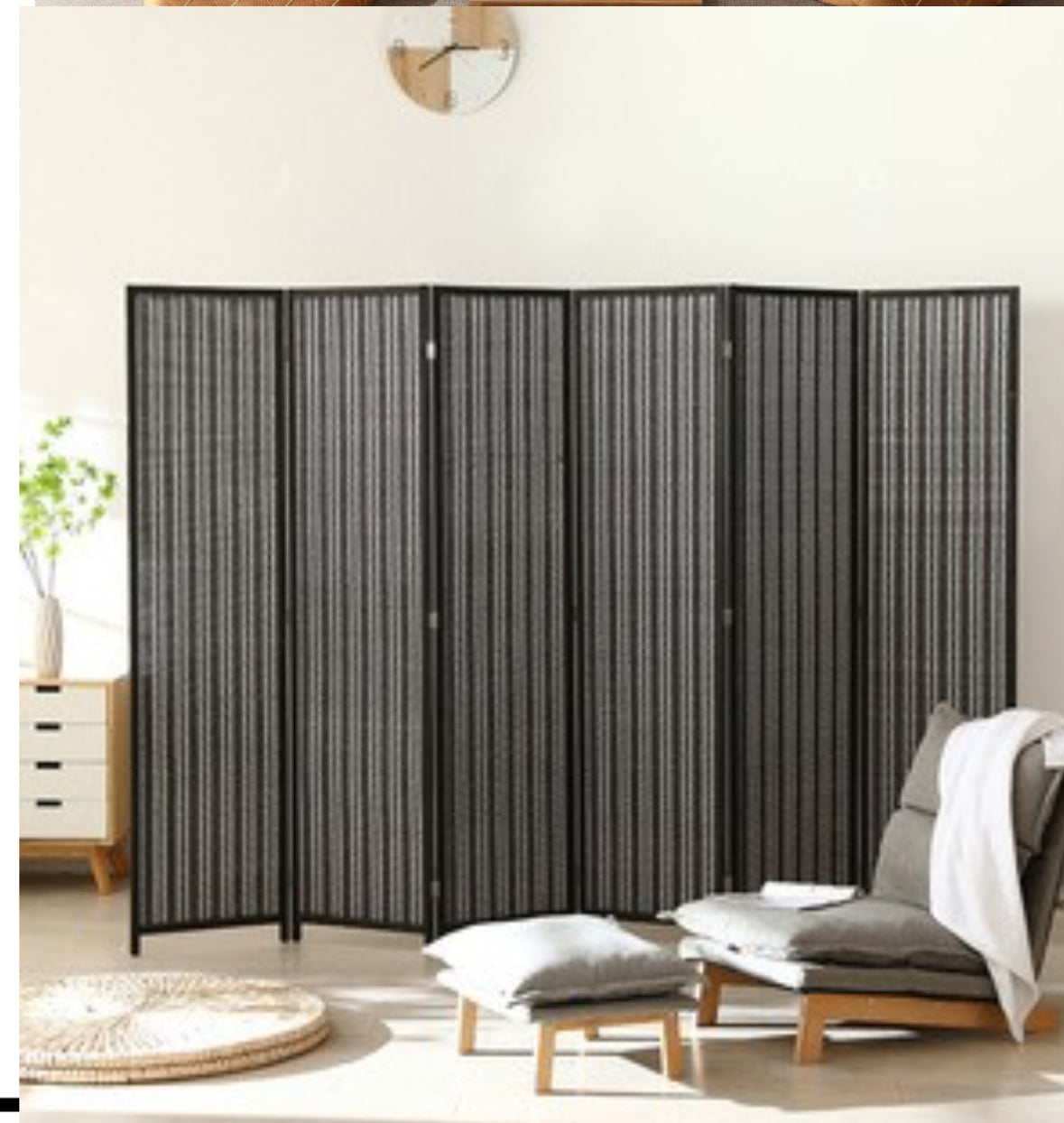Room Divider Hand Crafted With Wooden Frame - Black - 180cm x 270cm