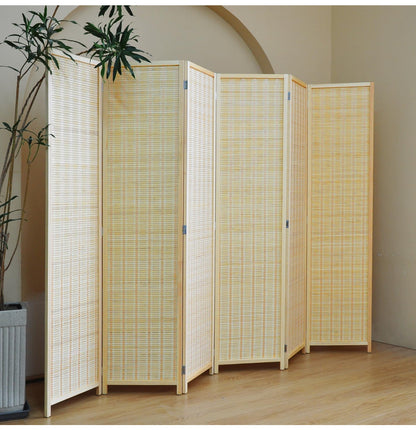 Room Divider Hand Crafted With Wooden Frame - Beige - 180cm x 270cm