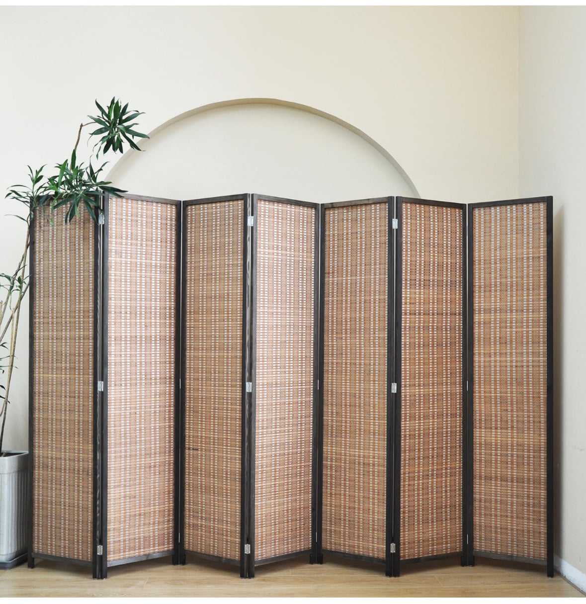 Room Divider Hand Crafted With Wooden Frame -  Dark Brown- 180cm x 270cm