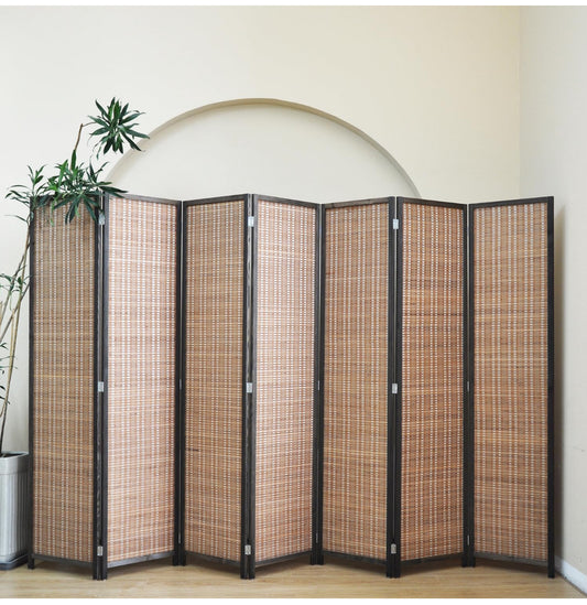 Room Divider Hand Crafted With Wooden Frame -  Dark Brown- 180cm x 270cm
