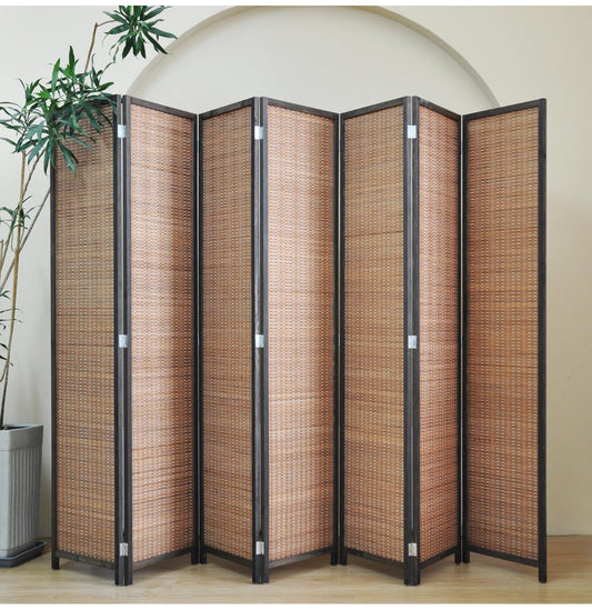 Room Divider Hand Crafted With Wooden Frame -  Dark Brown- 180cm x 270cm