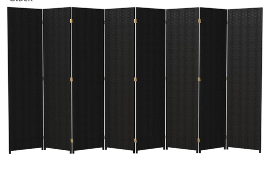 Room divider bamboo - Full Black - 8 Panel - 180cm x 400cm