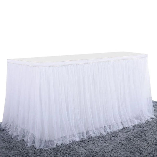 Table Skirt White With Net - 77cm x 330cm