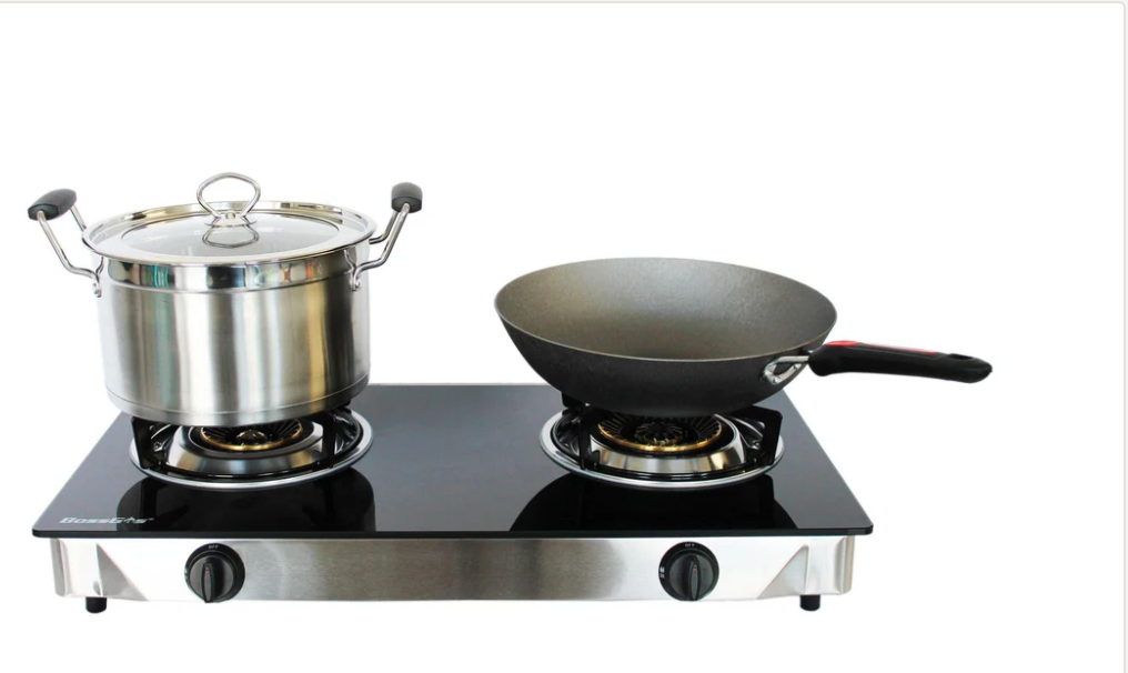 2 Wok Auto Ignition Toughened Glass Top Burner