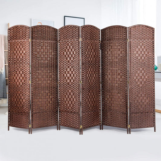Room Divider Bamboo Woven 6 Panel Natural Brown 180cm X300cm (SPY-028)