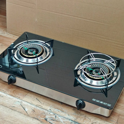 2 Wok Auto Ignition Toughened Glass Top Burner