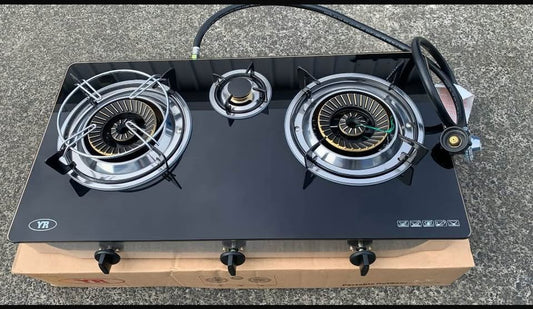 Triple Wok Toughened Glass Auto Ignition Gas Burner